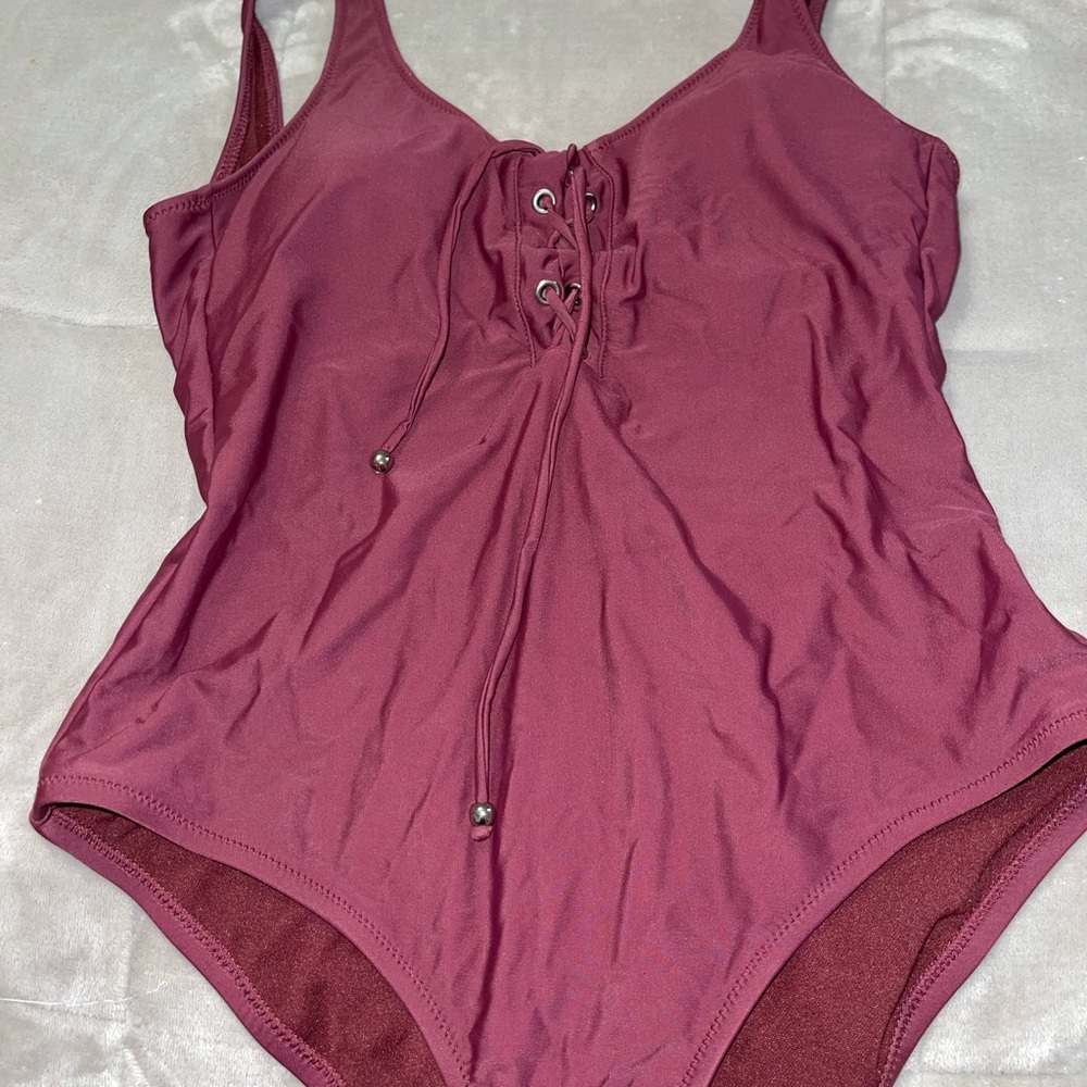 Maroon tie up one piece large